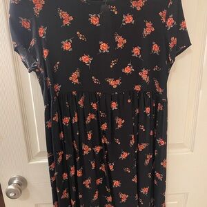Audrey 3+1 Black Dress with Red Floral Pattern